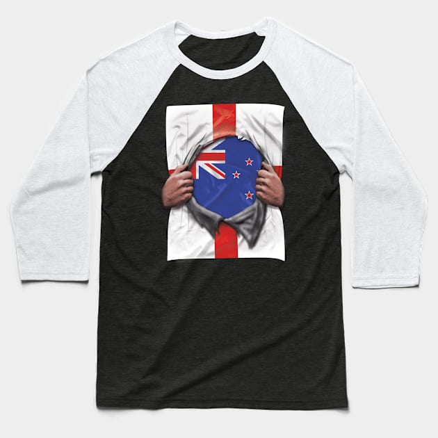 New Zealand Flag English Flag Ripped - Gift for New Zealander From New Zealand Baseball T-Shirt by Country Flags